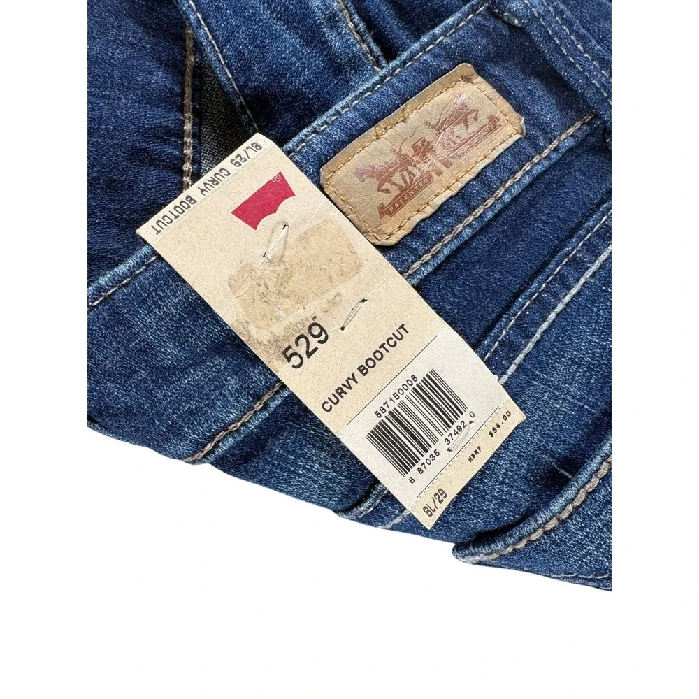 Levis 529 Curvy‎ Bootcut Jeans Womens 8/29 Blue Whiskering Denim Medium Wash